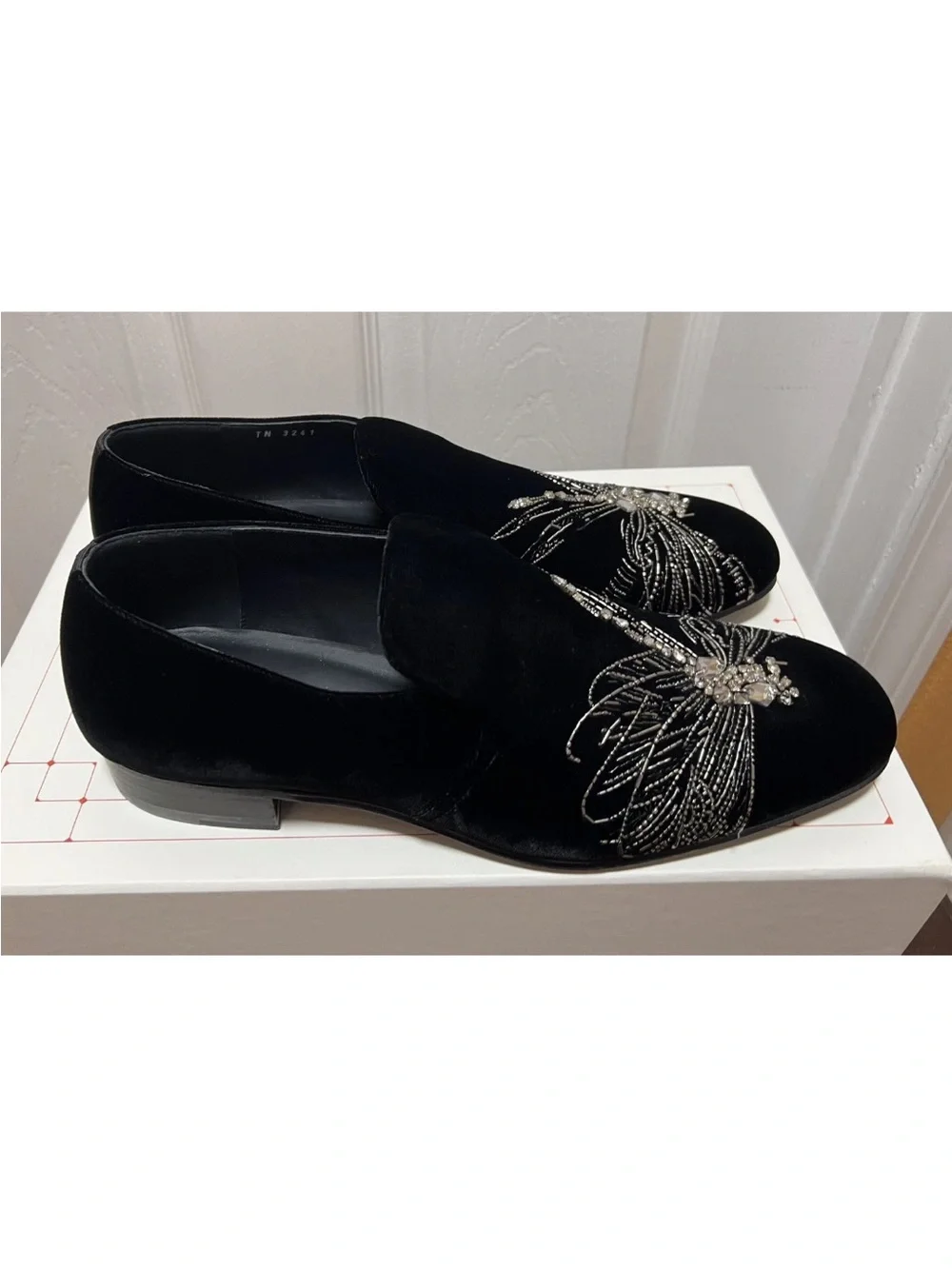 Alexander McQueen Black Velvet Crystal Embellished Slip-On Flats - 9/42 NWT